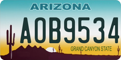 AZ license plate AOB9534