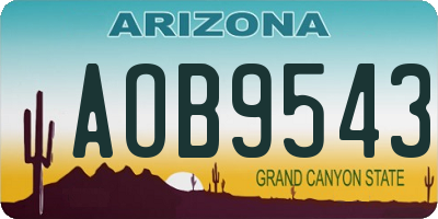 AZ license plate AOB9543