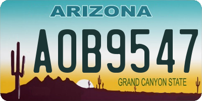 AZ license plate AOB9547