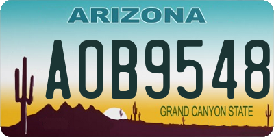 AZ license plate AOB9548