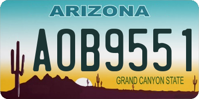 AZ license plate AOB9551
