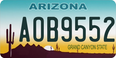 AZ license plate AOB9552