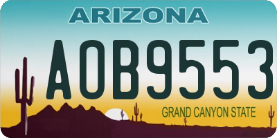 AZ license plate AOB9553