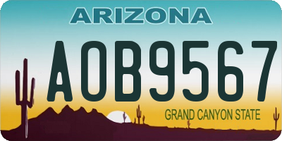 AZ license plate AOB9567