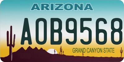 AZ license plate AOB9568