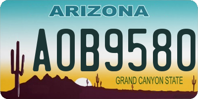AZ license plate AOB9580