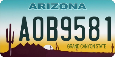 AZ license plate AOB9581