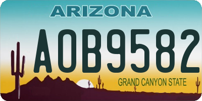 AZ license plate AOB9582