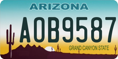 AZ license plate AOB9587