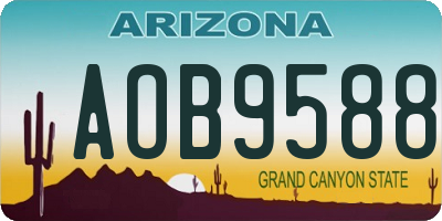 AZ license plate AOB9588