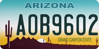 AZ license plate AOB9602
