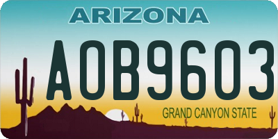 AZ license plate AOB9603