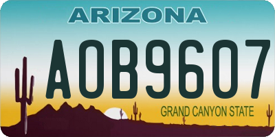 AZ license plate AOB9607