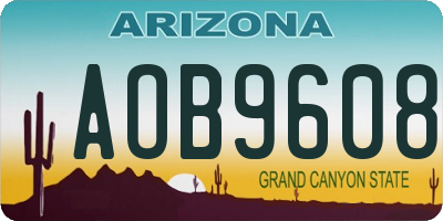 AZ license plate AOB9608