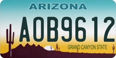 AZ license plate AOB9612