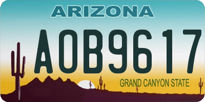 AZ license plate AOB9617