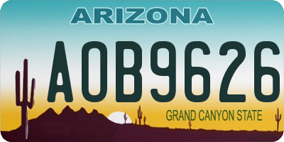 AZ license plate AOB9626