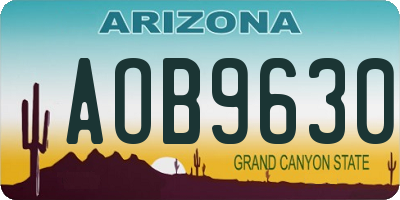 AZ license plate AOB9630