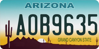 AZ license plate AOB9635