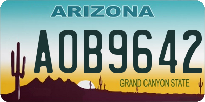 AZ license plate AOB9642