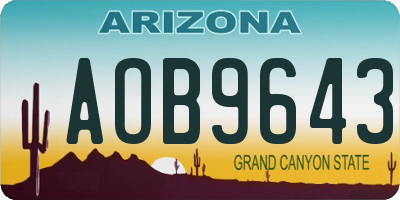 AZ license plate AOB9643