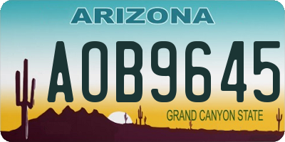 AZ license plate AOB9645