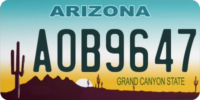 AZ license plate AOB9647