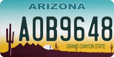 AZ license plate AOB9648