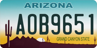 AZ license plate AOB9651