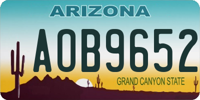 AZ license plate AOB9652