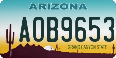 AZ license plate AOB9653