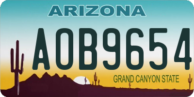 AZ license plate AOB9654