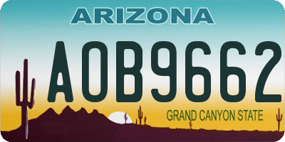 AZ license plate AOB9662