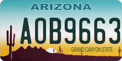 AZ license plate AOB9663