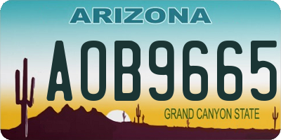 AZ license plate AOB9665