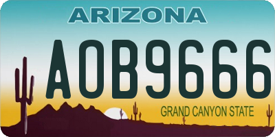 AZ license plate AOB9666