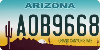 AZ license plate AOB9668