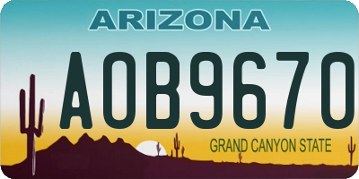 AZ license plate AOB9670