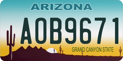 AZ license plate AOB9671