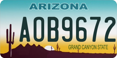 AZ license plate AOB9672