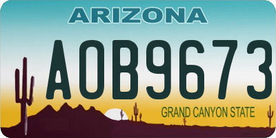 AZ license plate AOB9673