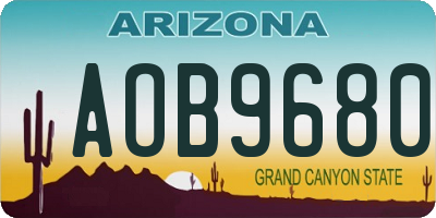 AZ license plate AOB9680