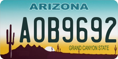 AZ license plate AOB9692