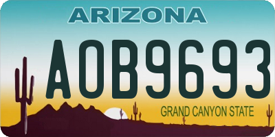 AZ license plate AOB9693