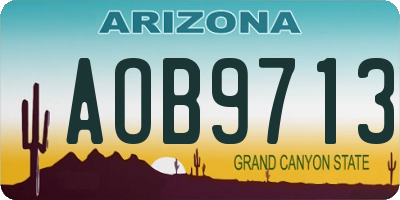 AZ license plate AOB9713