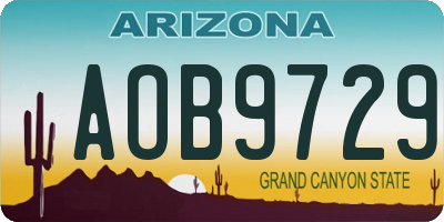 AZ license plate AOB9729