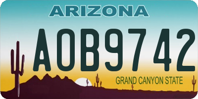 AZ license plate AOB9742
