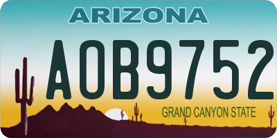 AZ license plate AOB9752