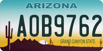 AZ license plate AOB9762