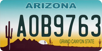 AZ license plate AOB9763